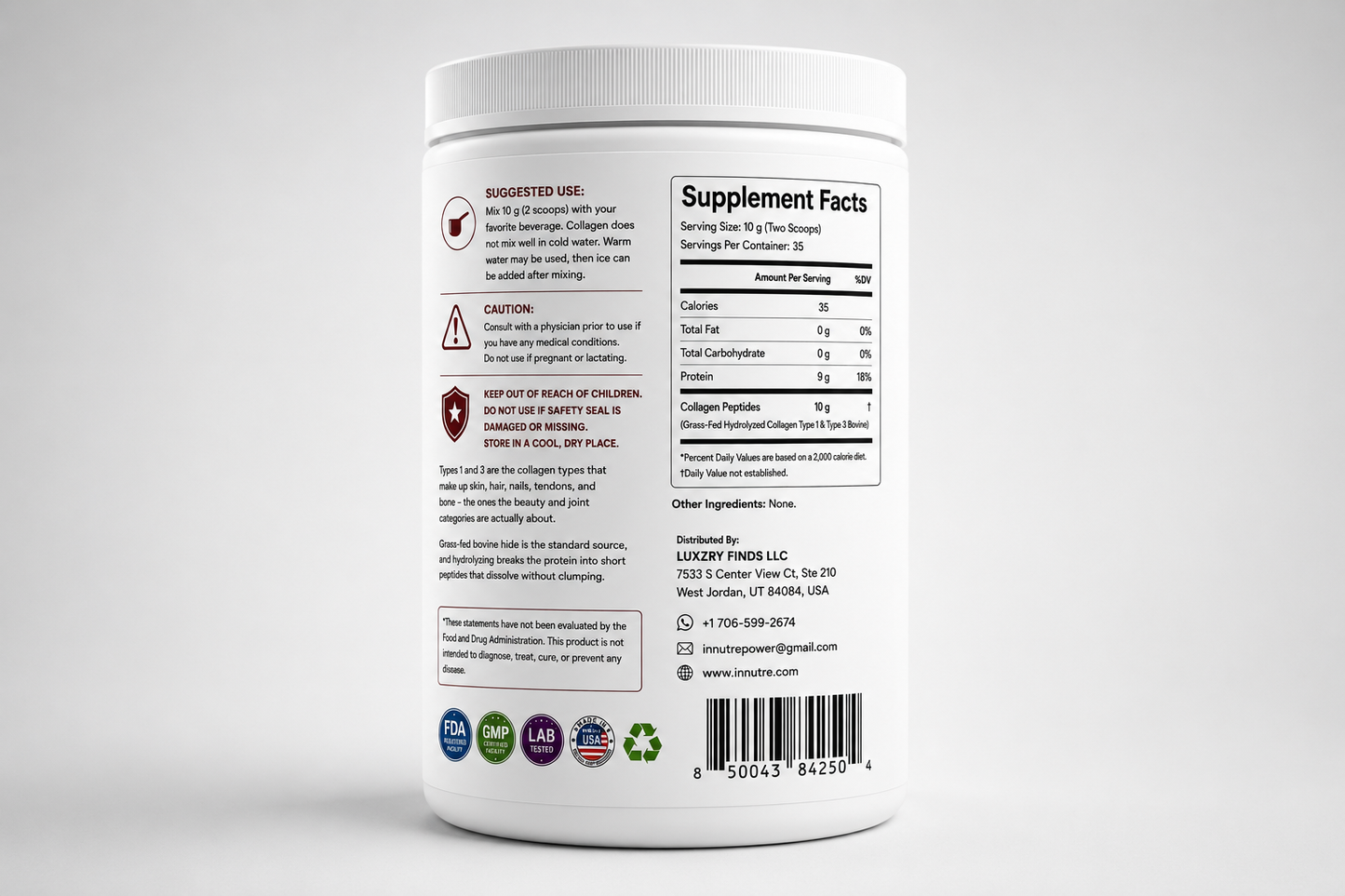 INNUTRE Grass-Fed Collagen Peptides Type 1 & 3